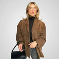 Laila - Chaqueta clásica de ante marrón