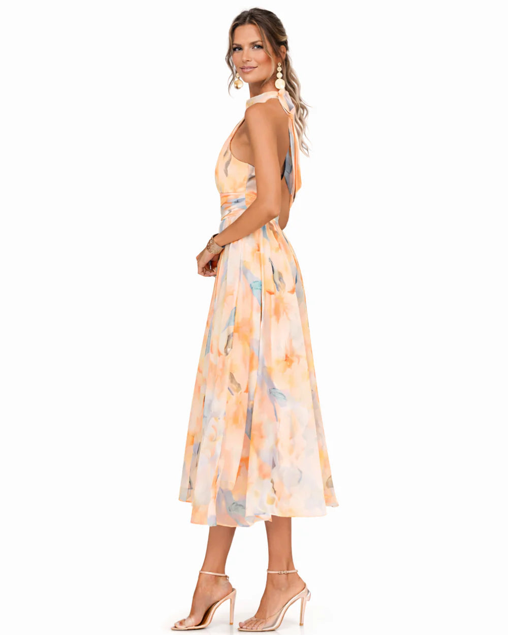 Aurora - Vestido de escote halter y estampado de acuarela